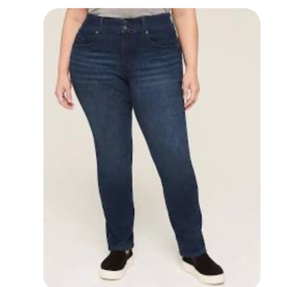 NWT Lane Bryant indigo blue straight leg jeans mid rise size 18 stretch
